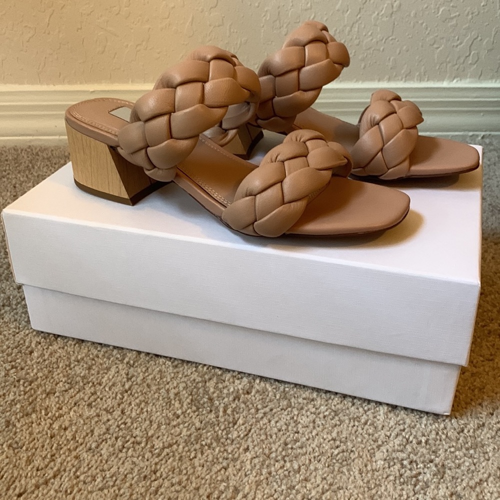 Steve Madden BELIZA NUDE LEATHER braided heels